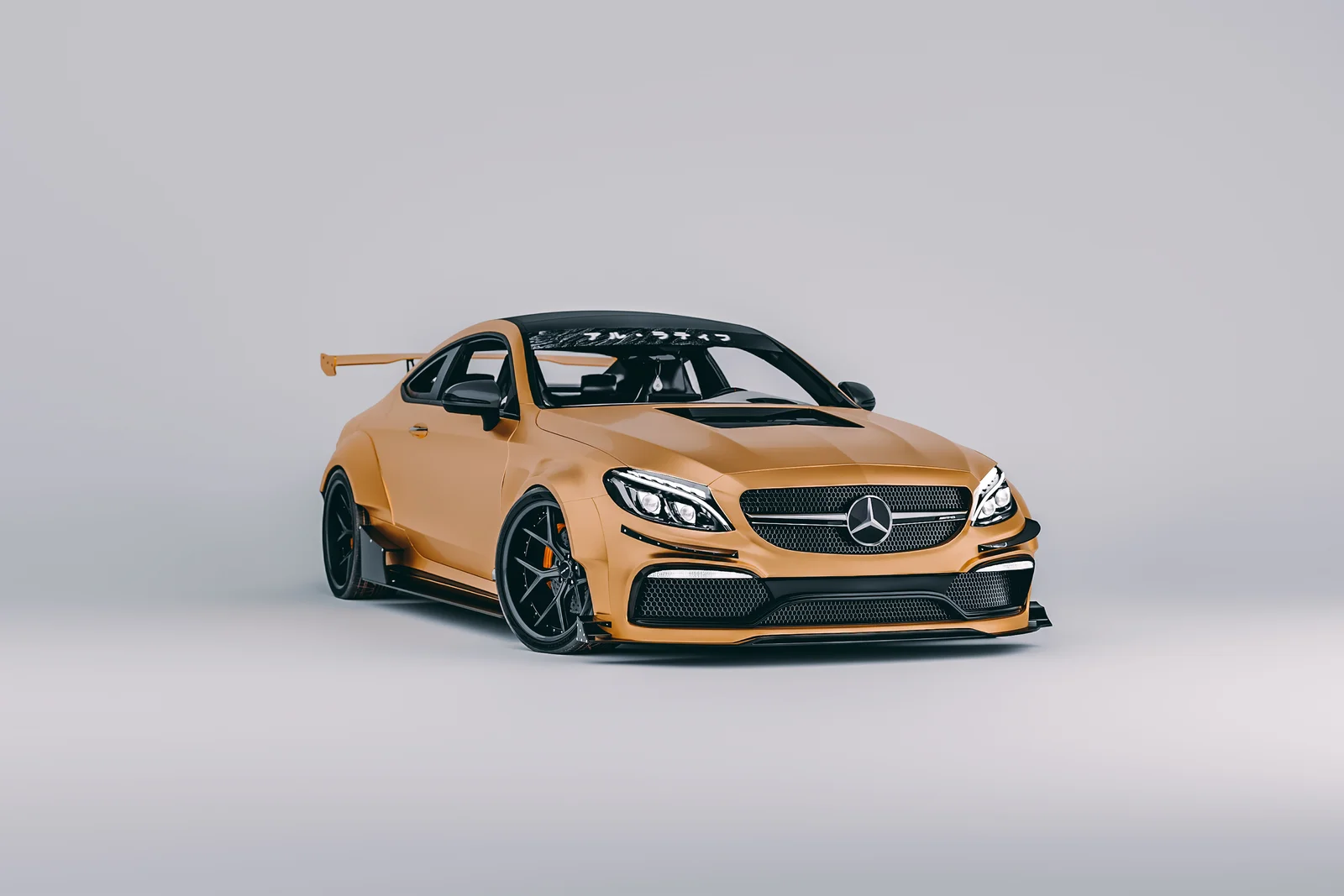 A photoreal 3D render of a sports car on a plain grey studio backdrop, the kind of computer-generated image that replaces a physical product photoshoot.