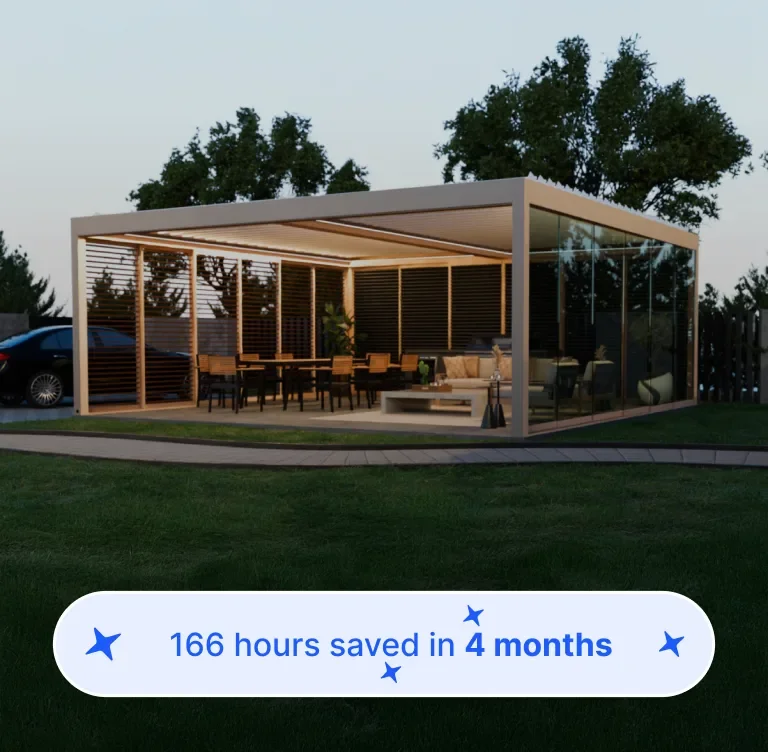 The YourPergola result: inquiries per month up from 30 to 40 into the 90s, and conversion up from 5% to about 10%.