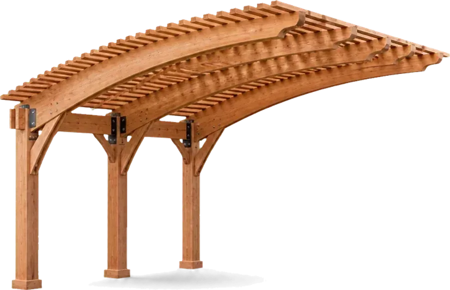 Cantilever arched wood pergola 3D configurator template