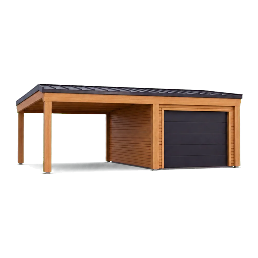 Timber carport with garage 3D configurator