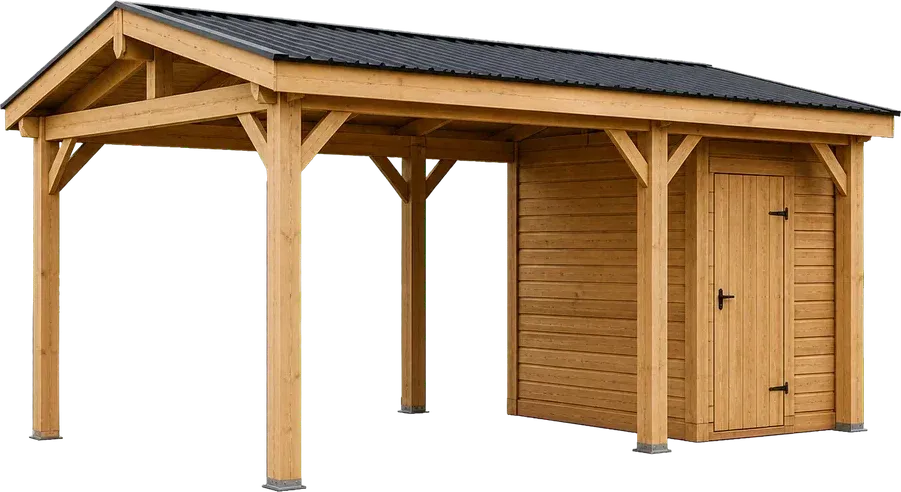 Timber carport with shed configurator