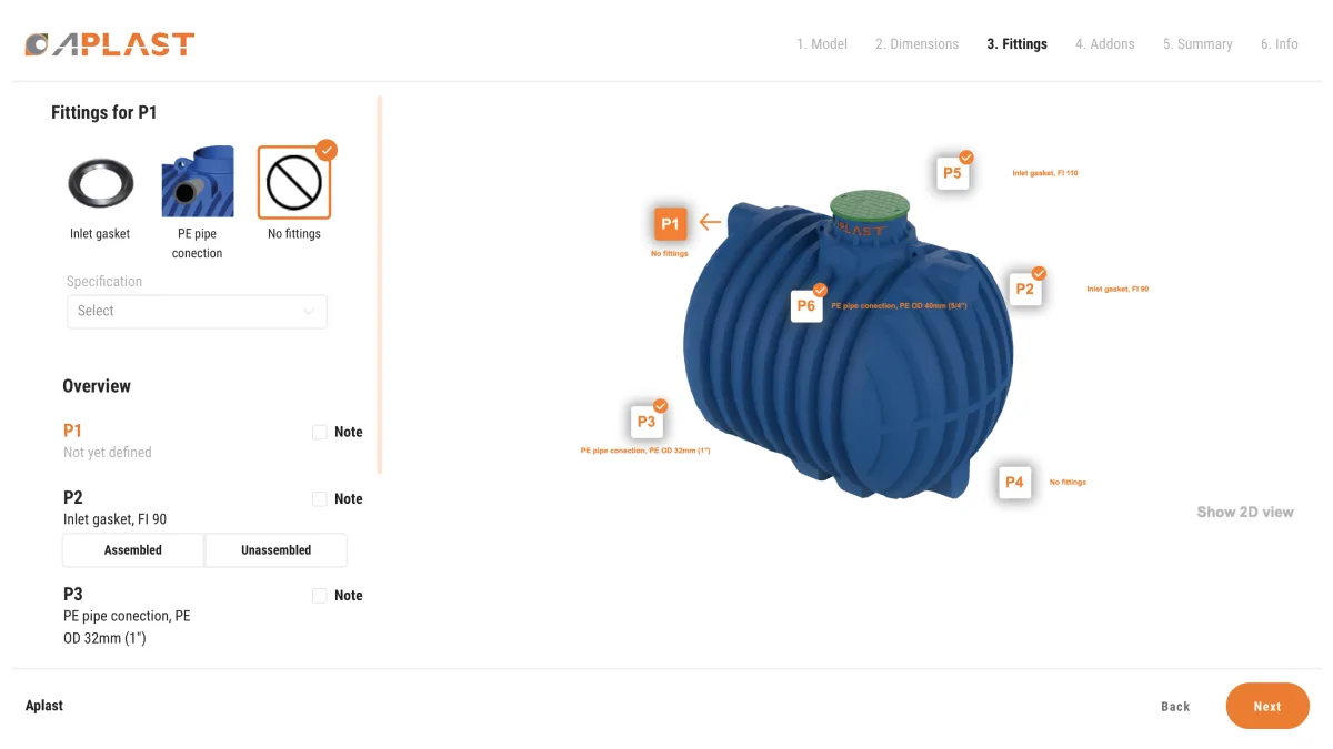 The water collectors configurator that Aplast runs on their website.