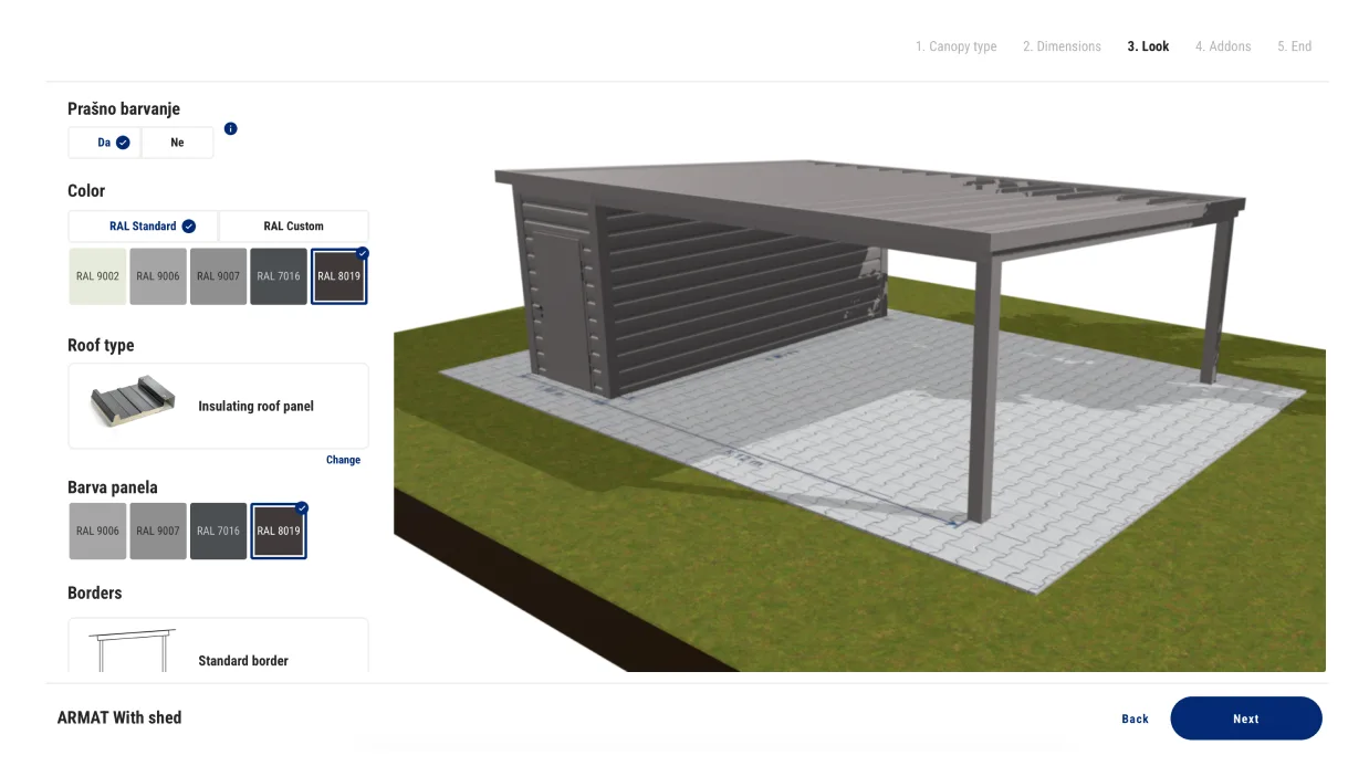 The carport configurator that Armat runs on their website.