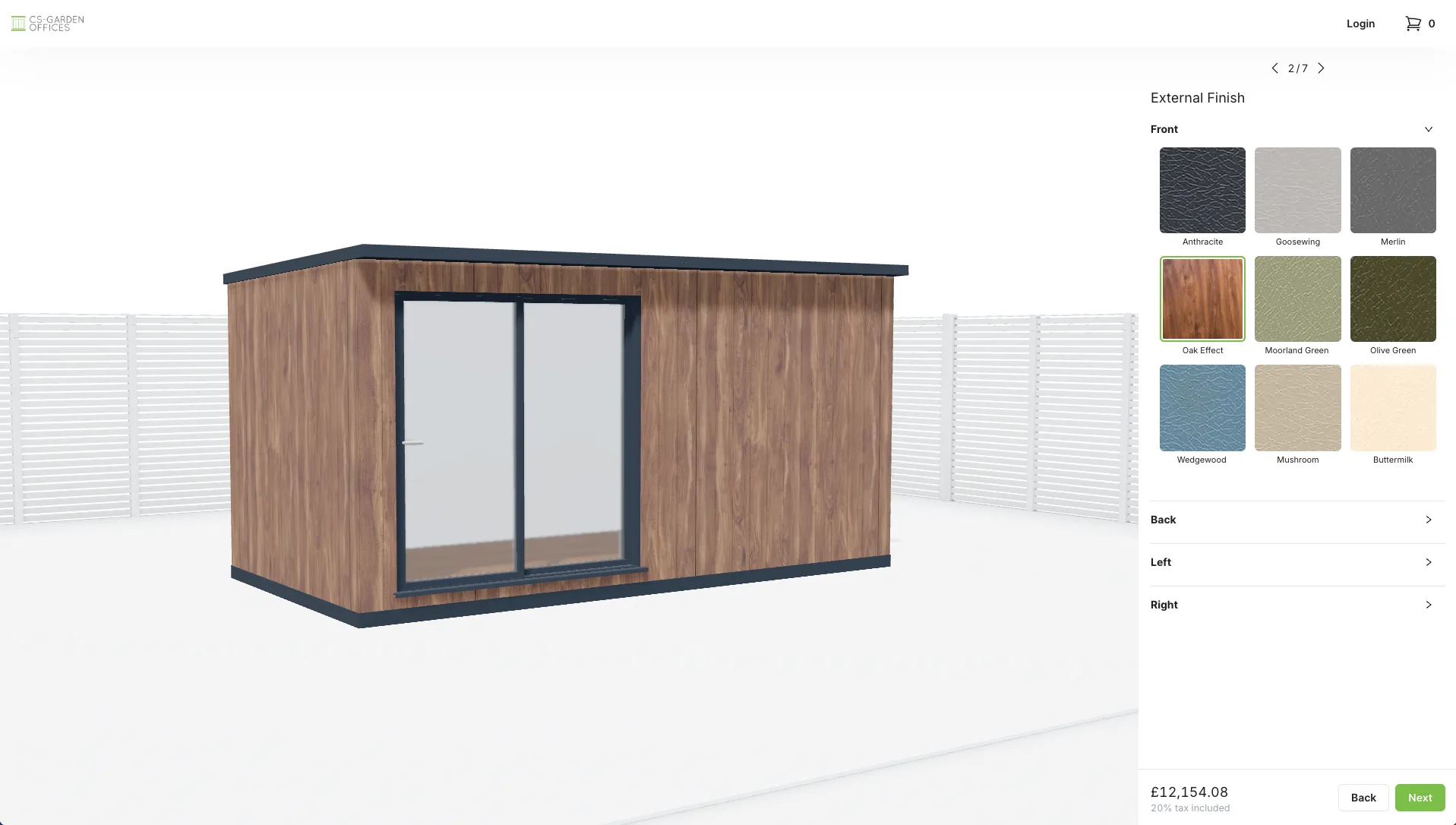The garden room configurator that CS Garden Offices runs on their website.