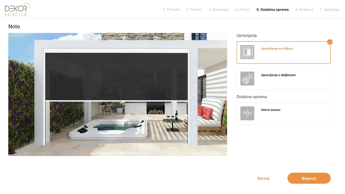 The shades configurator that Dekor senčila runs on their website.