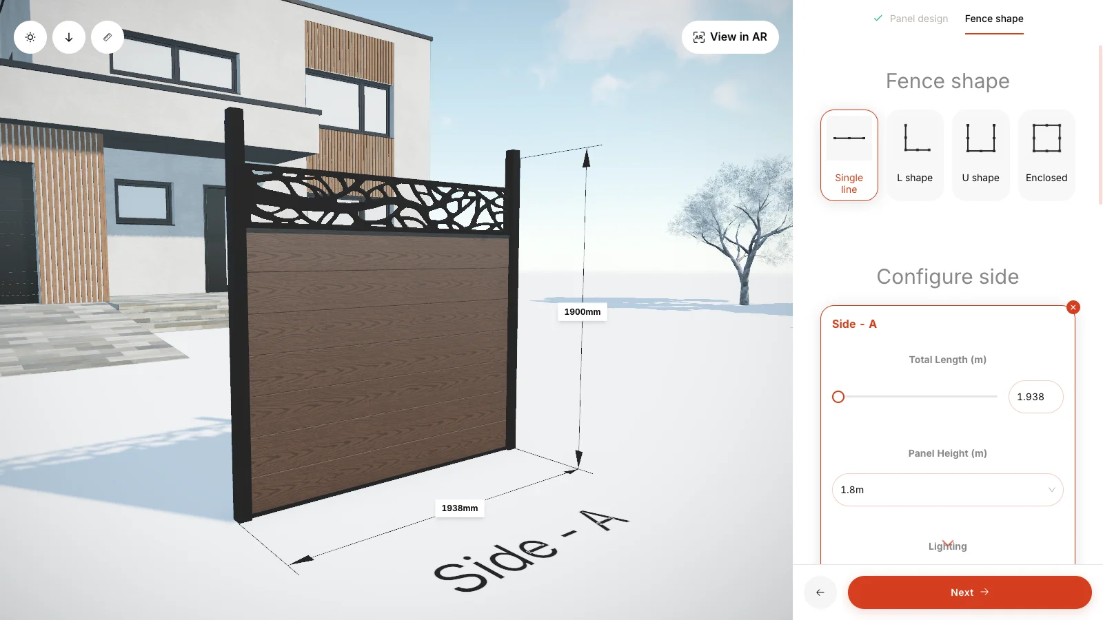The composite fence configurator that eComposite runs on their website.