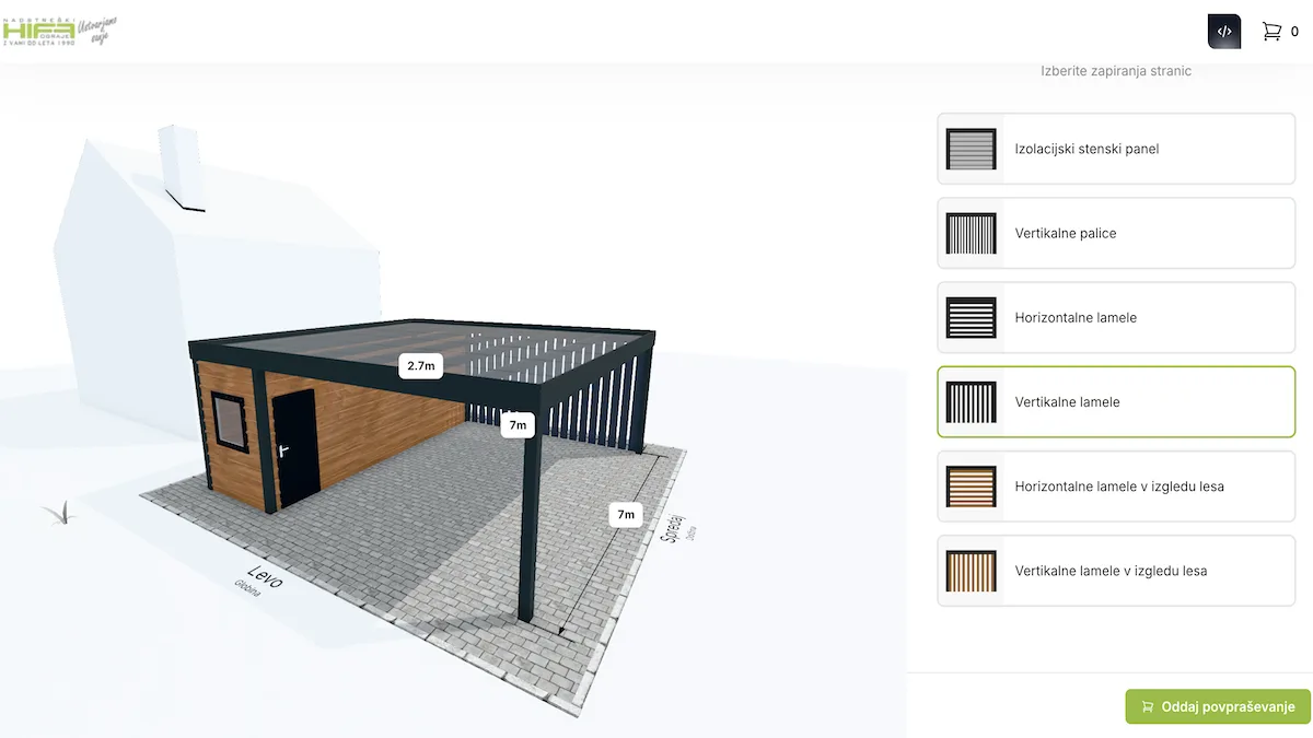 The carport configurator that Hifa runs on their website.