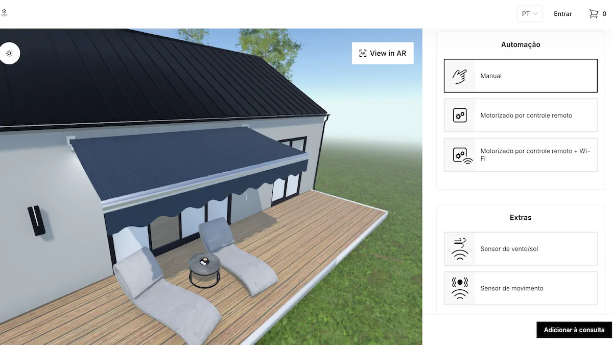The awning configurator that Lusisol runs on their website.