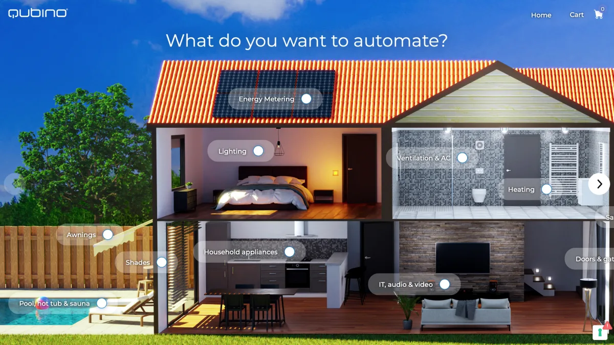 The smart home kits configurator that Qubino runs on their website.