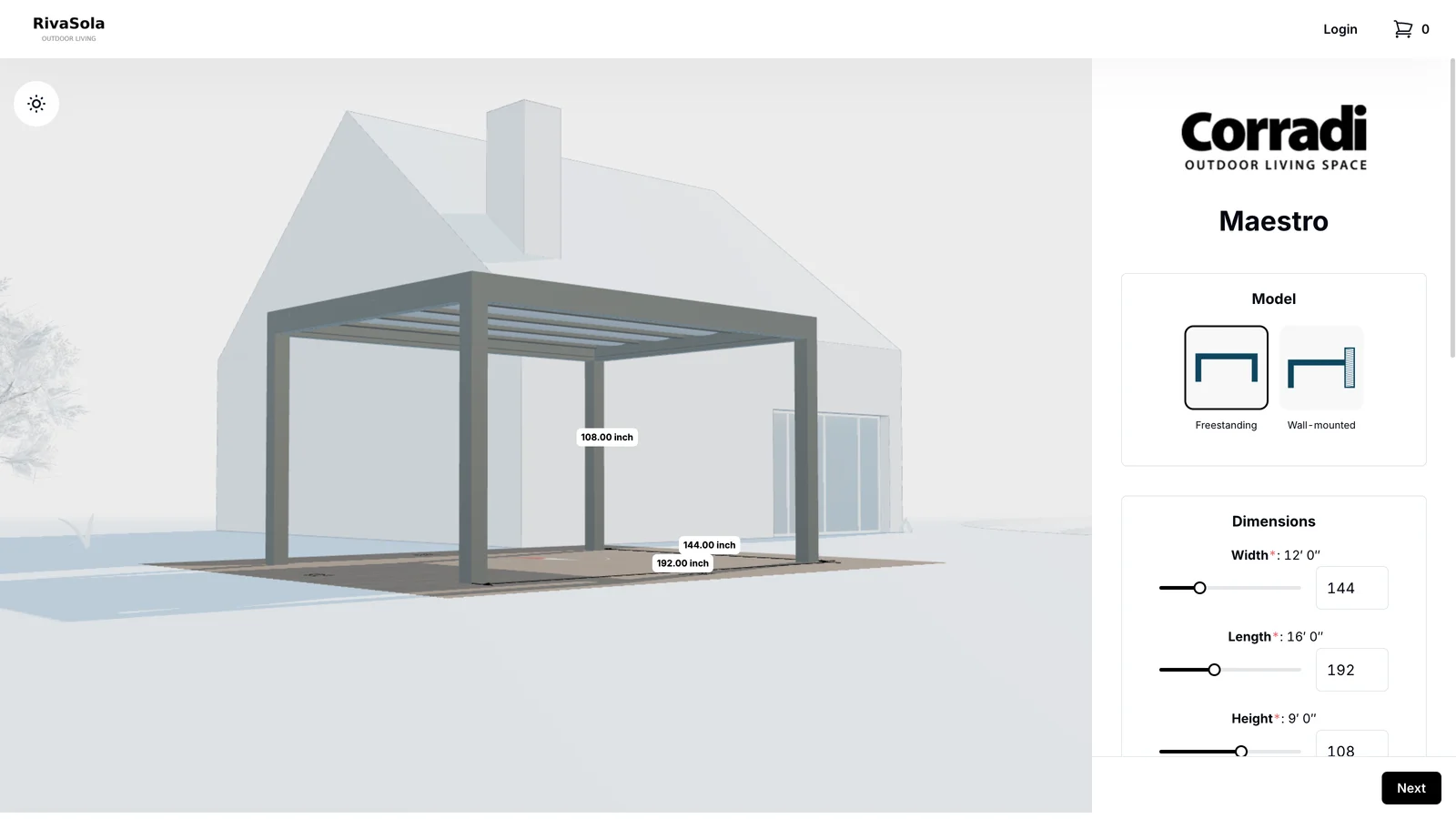 The pergola configurator that RivaSola runs on their website.