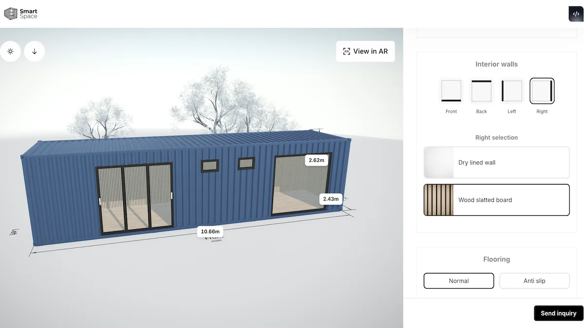 The container configurator that Smart Space runs on their website.