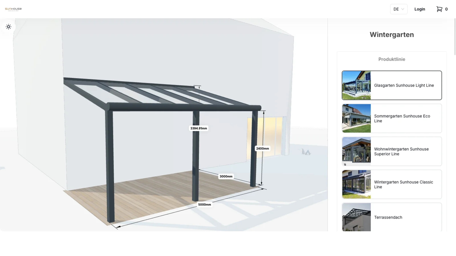 The conservatory configurator that Sunhouse runs on their website.