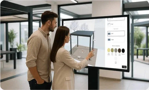 Walk-in customer at the showroom big screen